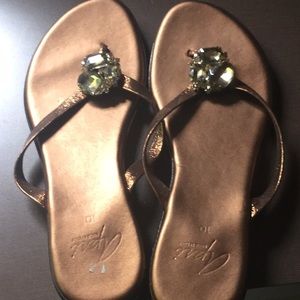 bronze sandals with rhinestones